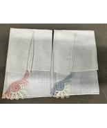 Vintage Ladies Floral Hankies Embroidered Handkerchief Stitched Women&#39;s ... - $17.73 CAD