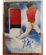 2020 Panini Origins Baseball Yu Chang Autograph Patch Relic 25/25 Cleveland - £47.45 GBP