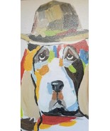 12&quot; x 12&quot; Painting On Wood ~ DOG WEARING HAT ~ Wall Decor ~ Home Decor (3) - £29.41 GBP