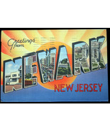 1944 color litho linen POST CARD accordion-fold GREETINGS FROM NEWARK ca... - £4.08 GBP