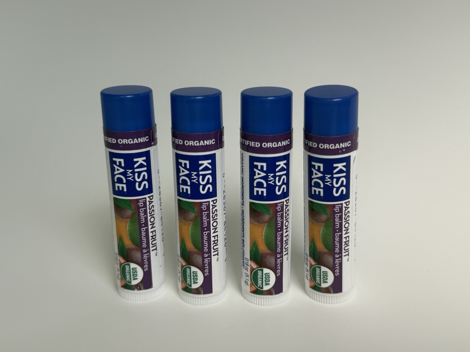 4x Kiss My Face Organic Lip Balm Passion Fruit 0.18oz Each - $21.99