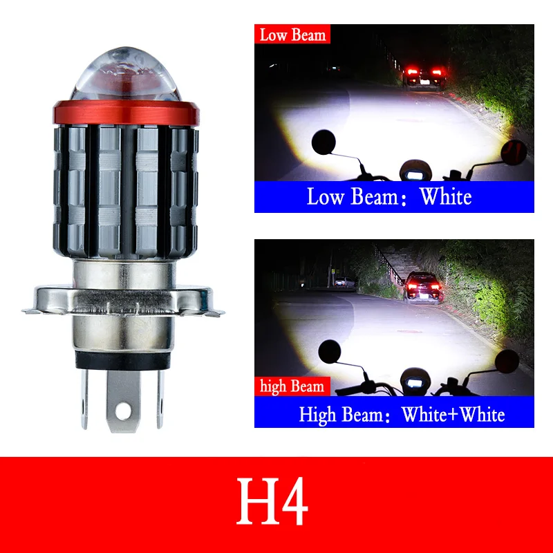 DXZ 1Pcs H4 BA20D Motorcycle Headlight Lens Bulb 9003 HB2 H6 Hi-Lo Beam LED Head - £107.07 GBP