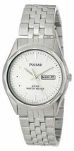 Pulsar Men&#39;s PJ6029 Silver-Tone Dial Stainless Steel Date WR 100m Sport Watch - £35.41 GBP