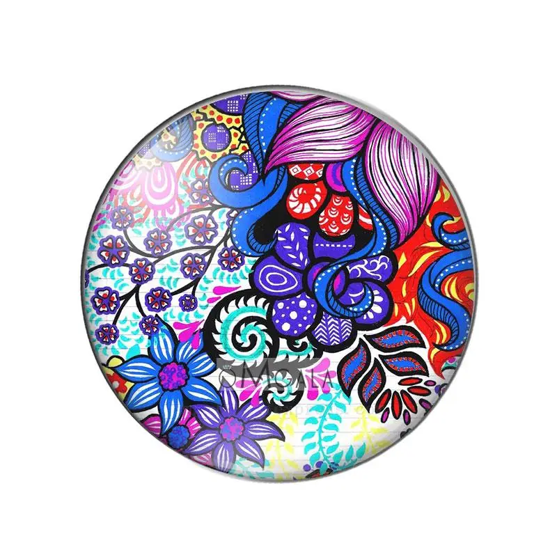 Art Colorful Oil Painting Flowers Pattern 10pcs 12mm/18mm/20mm/25mm Round photo  - £91.52 GBP
