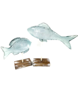 Unique Etched Fish on Stand (Set of 2) - 88188 Cool Blue Resin 12&quot; Melro... - £70.05 GBP