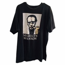 2000s Bay Island Sportswear Marilyn Manson Face Up Close Black 2XL Short Sleeve - £52.36 GBP