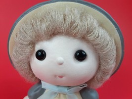Girl Doll Bank Yarn Hair Big Head Tan Gray NOS Lefton Vintage 80s 03353 - £6.96 GBP