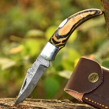 Damascus CAMPING FOLDING blade POCKET Knife Tactical Hunting - PakkaWood... - $26.68