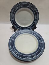 4 Dansk China ETCHING Leaves Blue &amp; White 7 1/4" Salad Pie Bread Plates ... - $28.45
