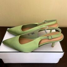 Old Navy Womens Avocado Green Satin Slingback Pointed Toe Kitten Heels S... - $39.59