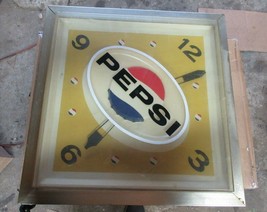 RARE 1960s Double Sided Pepsi Cola Say Pepsi Hanging Wall Clock Sign ZZ - $1,208.44