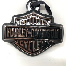 Harley Davidson Motorcycles Bars Shield Logo Christmas Ornament Silver B... - £50.25 GBP