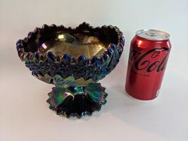 Fenton Violet Carnival Verre Irisé Candy Plat Autocollant 5 Inch Grand - $71.73