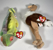 TY Beanie Baby the Chameleon tye-dyed + Beanie Babies STRETCH The Ostrich - £10.56 GBP