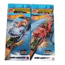 Hot Wheels Lot Of 2 Dino Launcher And Shark Launcher Play Sets Ages 4-8 - £16.20 GBP