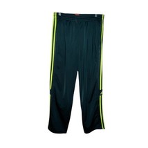 Y2k Adidas Shiny Track Pants Green Chartreuse Neon Yellow Green Stripes ... - $23.75