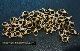 50 Antique bronze plated steel necklace lobster claw jewelry clasps 14mm... - £5.16 GBP