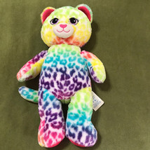 Build A Bear Kitty Cat Multicolored Rainbow Leopard Print 17” Plush BAB ... - $14.52