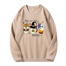 Cups  Sweatshirt Women  Scary Til I Get Coffee Autumn Hoodies Fall  Horror Movie - £61.62 GBP