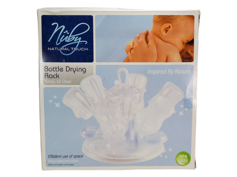 Nuby Natural Touch Bottle Drying Rack 6 Bottles 6 Nipples Efficient Space Saving - $15.22
