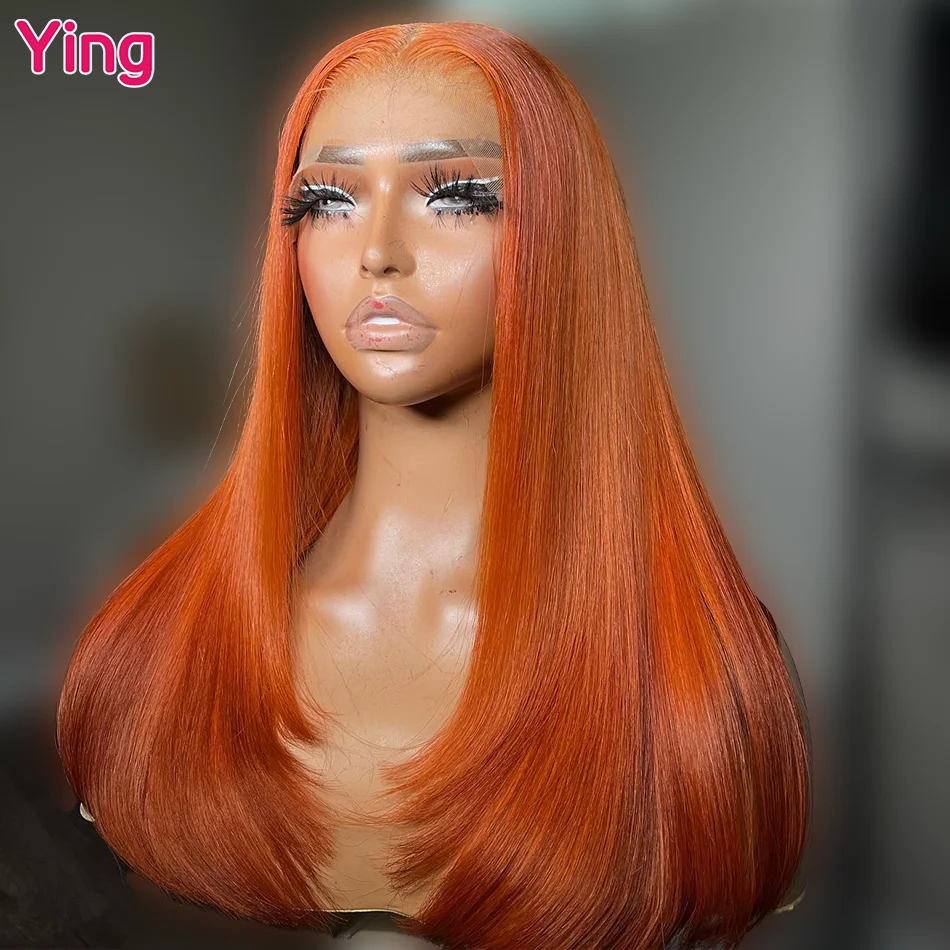 Ying Bone Straight Ginger Orange 13x6 Lace Frontal Wig 12 A Remy Hair 13... - $101.81+