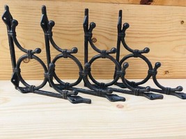 4 Brackets Shelf Brace Wall Tiki Hut Cast Iron Brackets Corbels Plant Hook Plant - £27.96 GBP