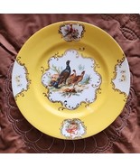 Porcelain Plate 7&quot; Pheasant Bird Handpainted Austria Yellow Gold Vtg  - $15.83