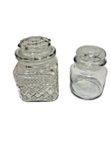 2 Vintage Anchor Hocking 1 WEXFORD Glass Jars Canisters Made USA  6 1/2 &quot; and 5&quot; - £19.75 GBP