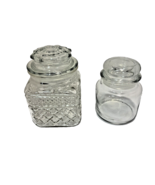 2 Vintage Anchor Hocking 1 WEXFORD Glass Jars Canisters Made USA  6 1/2 " and 5" - $25.23