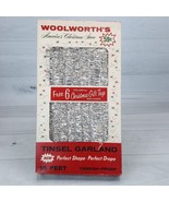 Vintage Woolworth&#39;s Silver Tinsel Garland 15ft in Box NOS w Gift Tags USA - $29.09