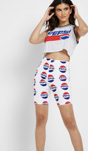 Classic Pepsi Logo Print Biker Bike Shorts Athletic White Size X-small X... - £9.94 GBP