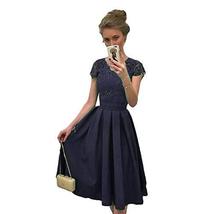 Kivary Short Beaded Lace Sheer Backless Formal Prom Homecoming Dresses Dark Navy - £77.84 GBP