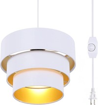 Plug In Pendant Light Fixture Modern Hanging Farmhouse Cord Switch Bedroom White - £49.95 GBP