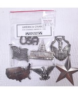 Hinzeit America Charms for Charmed America/USA silver metallic flag map ... - $16.00