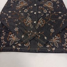 New Direction RN#94153 Women’s XL Black Embroidered Floral Denim Jacket Chest 50 image 13