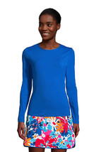 Lands End Women&#39;s Crew Neck Long Sleeve Rash Guard Classic Cobalt Blue New - €25,86 EUR