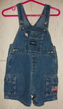 BABY BOYS OSHKOSH DISTRESSED BLUE JEAN CARGO STYLE ROMPER / SHORTALLS  S... - $15.85