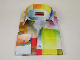 Men's AVM Rhine Stone Digital Print Shirt Cotton Turkey Slim Fit 19419-01 Multi image 3
