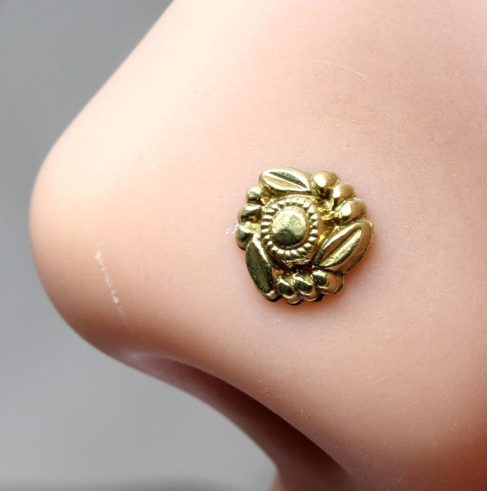 Ethnic Indian Nose Stud Antique gold finish nose ear ring Push Pin