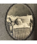 Vintage Photograph Chubby Baby In A Wicker Basket - £9.51 GBP