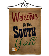 Welcome To The South Y&#39;all Burlap - Impressions Decorative Metal Wall Hanger Gar - £27.32 GBP