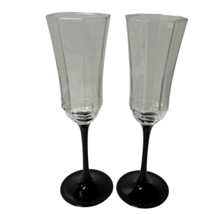 Luminarc Champagne Flutes By Octime France Black Stemmed Lot Of 2 Beautiful - £14.67 GBP