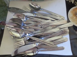 lot of 32 Stainless Steel Flatware Pieces serving for 4 with extras - $9.49