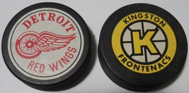 Hockey Pucks 2 Vintage Detroit Red Wings NHL Ponderosa + Kingston Frontenacs OHL - £14.87 GBP