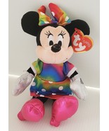 Ty MINNIE MOUSE Sparkle Beanie Baby Rainbow Polka Dot Dress 6&quot; Dollar To... - $11.65