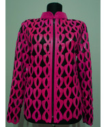 Plus Size Pink Leather Jacket for Woman Coat Women Zipper Short Collar L... - £179.63 GBP