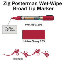 Jubilee Cherry Liquid Chalk Marker Pen 6mm Chisel Ti P Wet Wipe Zig Posterman 203 - £20.65 GBP