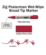 Jubilee Cherry Liquid CHALK Marker Pen 6mm Chisel TiP Wet Wipe ZIG POSTE... - $42.58 CAD