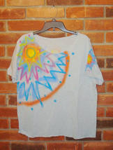 Colorful Hand Painted Abstract Art Raw Edge Women&#39;s T-shirt Unisex Size L - $25.50
