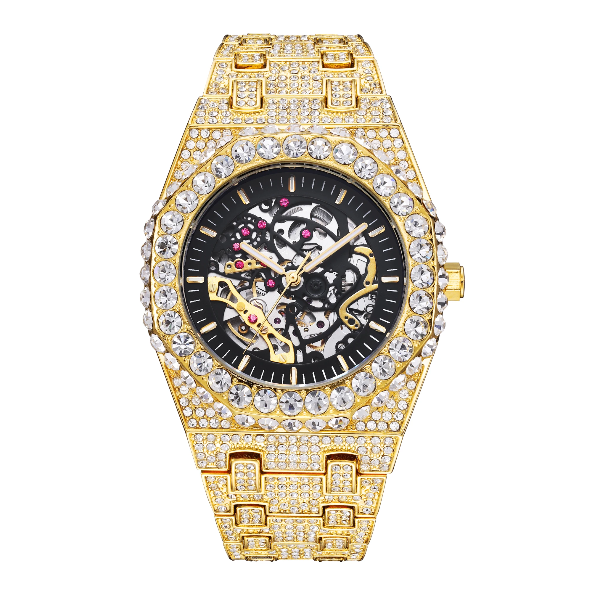 Luxury Automatic Mechanical Watch Men Hip Hop Brand Steel Full Iced Diam... - £114.98 GBP